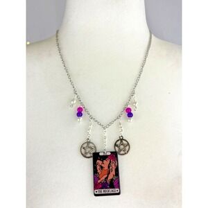 The Necklace Tarot Card Pendant Handmade Beaded Jewelry Sexy Kinky Witchy Goth